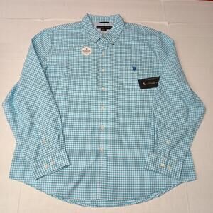 U.S. Polo Assn. Woven Shirt Men 3XL River Blue White Checker